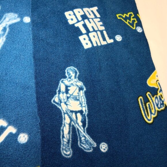 WVU Mountaineers Scarf Blue Fleece Fringe West Virginia University Winter Warm - Picture 5 of 5